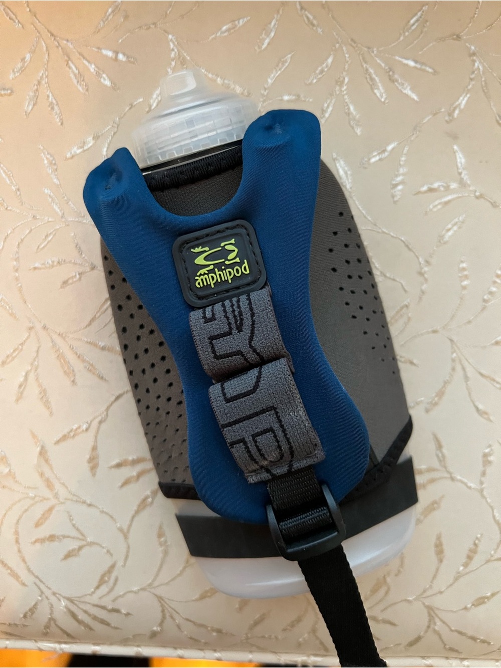Amphipod Blue Handheld Running Bottle with Secure Strap